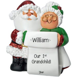 Image of Grandparents And 7 Grandkids Snowmen Glittered Flake Ornament