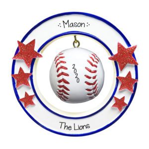 Image of Baseball 3-Dimensional Glittered Stars Ornament