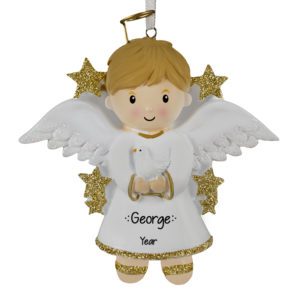 Image of BOY Angel Glittered Wings Ornament