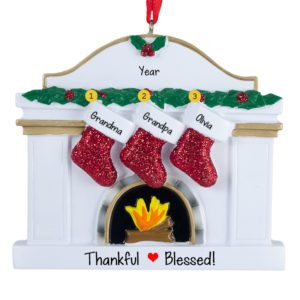 Image of Grandparents With 1 Grandchild Festive Fireplace Ornament