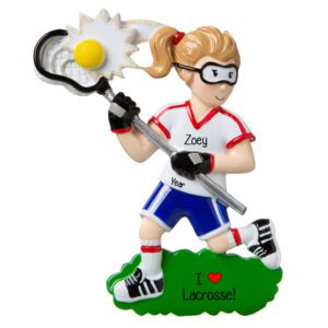 Image of Girl Lacrosse Player Holding Stick Ornament