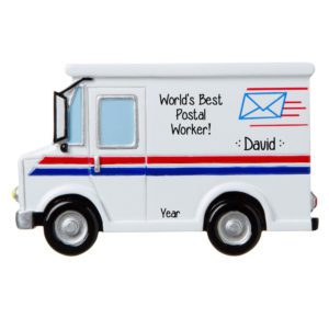 Image of World's Best Postal Worker Mail Truck Ornament
