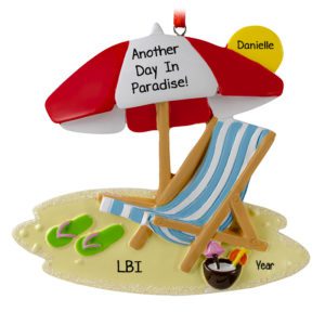 Image of Beach Chair And Umbrella On Glittered Sand Ornament