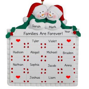 Image of Snow Couple With 10 Names On Quilt Ornament