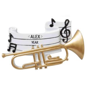 Image of Trumpet With Glittered Music Notes Ornament