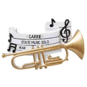 Image of Trumpet Honors Or Award Glittered Music Notes Ornament