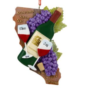 Image of California State With Wine Theme Souvenir Ornament