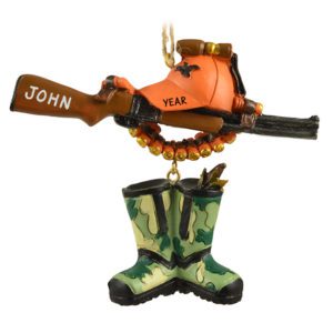Image of Hunting Rifle With Dangling Boots Personalized Ornament