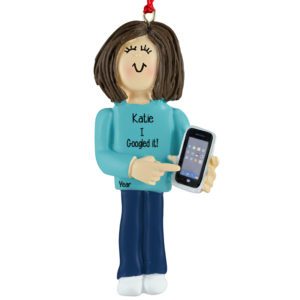 Image of Just Google It Female Holding Phone BRUNETTE