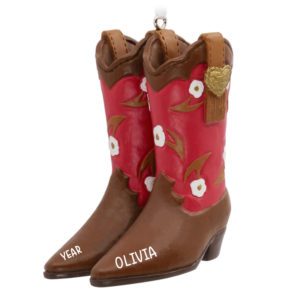Image of Cowgirl RED Flowered Boots Totally Dimensional Ornament
