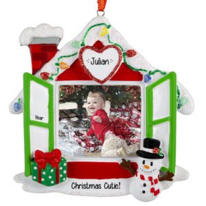 Image of Christmasy House Glittered Photo Frame Ornament