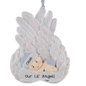Image of Our Lil' Angel Baby BOY Glittered Ornament