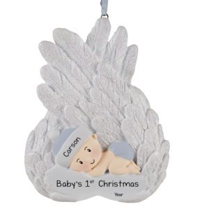 Image of Baby BOY Angel's 1st Christmas Glittered Ornament