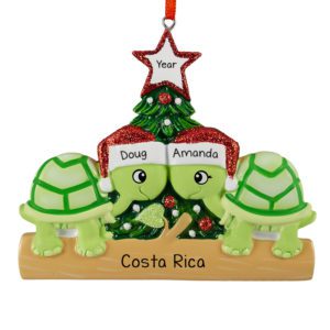 Image of Turtle Couple Vacation Souvenir Glittered Ornament