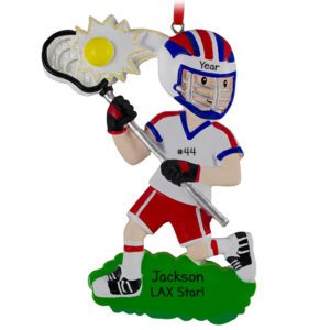 Image of Lacrosse Young Boy Holding Stick Catching Ball Ornament
