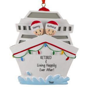 Retired Couple On Cruise Ship Christmas Lights Ornament