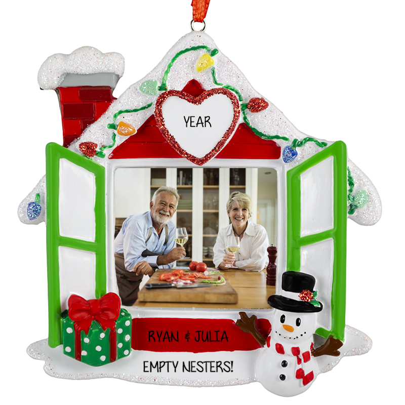 Empty Nesters Christmasy House Photo Frame Ornament Personalized