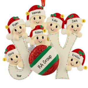 Image of Workgroup Or Team Of 7 JOY Glittered Christmas Ornament