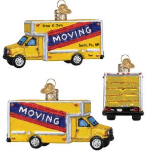 Image of Personalized Moving Truck 3-Dimensional Glittered Glass Ornament