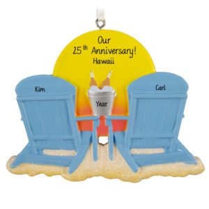 Image of Anniversary Couple Toasting On Beach Ornament
