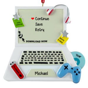 Image of Video Gamer On Laptop Computer Ornament