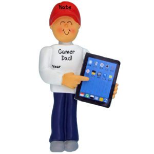 Image of Gamer Dad Playing On iPad Ornament