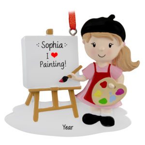 Image of Little Girl Loves To Paint Artist Ornament