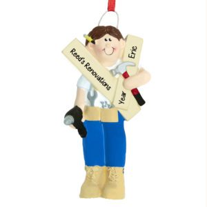 Image of Builder Or Carpenter With Hammer And Tools Ornament