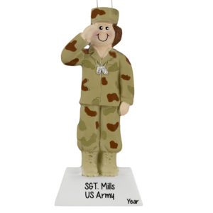 Image of FEMALE Army Soldier In Fatigues Ornament