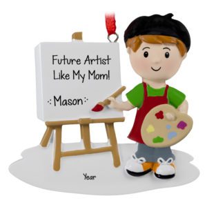 Image of Little BOY Future Artist Colorful Paint And Easel Ornament