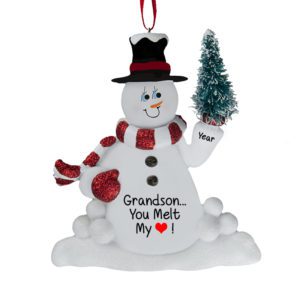 Image of Grandson You Melt My Heart Snowman And Dimensional Tree Ornament