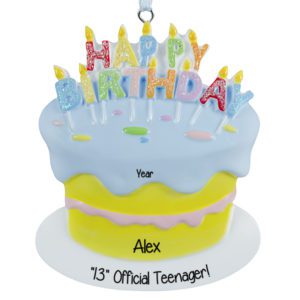 Image of Officially A Teenager Glittered Birthday Cake Ornament