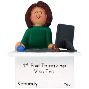 Image of First Paid Internship GIRL at Computer BRUNETTE