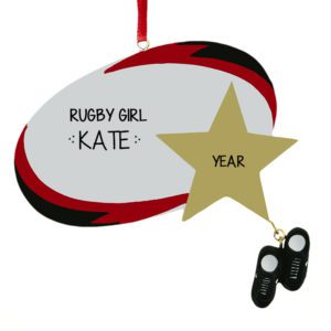 Image of Rugby Girl Gold Star And Dangling Cleats Ornament