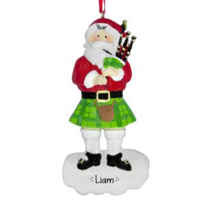 Image of Scottish Santa Wearing Kilt And Holding Bagpipes Ornament