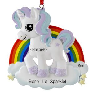 Image of Unicorn And Rainbows Born To Sparkle Ornament
