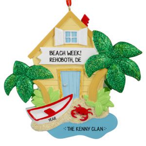Image of Beach Vacation Home Glittered Palms Ornament