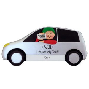 Image of BOY Holding Learner's Permit Driving Car Ornament