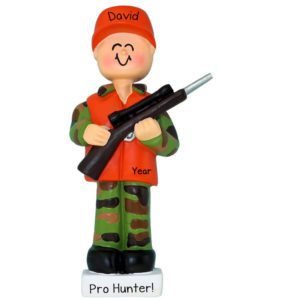 Image of Pro Hunter Orange Blaze Vest Holding Rifle Ornament