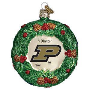 Image of Purdue Wreath 3-Dimensional Glittered Glass Ornament