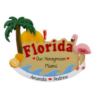 Image of Honeymoon In Florida Palm Tree Ornament