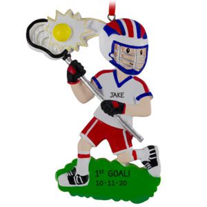 Image of Young Lacrosse Player 1st Goal Ornament BOY