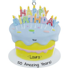 Image of 50th Birthday Celebration Glittered Cake Ornament