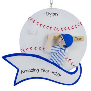 Image of Baseball BOY Amazing Year Swinging Bat Ornament
