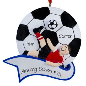 Image of Amazing Season Soccer Ball BOY Kicking Ornament