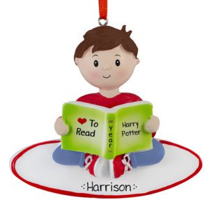 Image of BOY Reading Favorite Book And Loving It Ornament