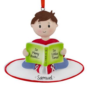 Image of BOY Reading And Holding Book Ornament