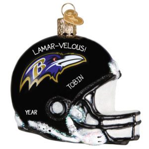 Image of Personalized Baltimore Ravens Helmet Totally Dimensional Glittered Glass Ornament