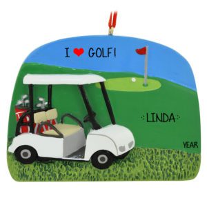 Image of Golf Cart And Ball On Course Personalized Ornament