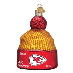 Image of Personalized Kansas City Chiefs AFC Champs Glass Beanie Ornament